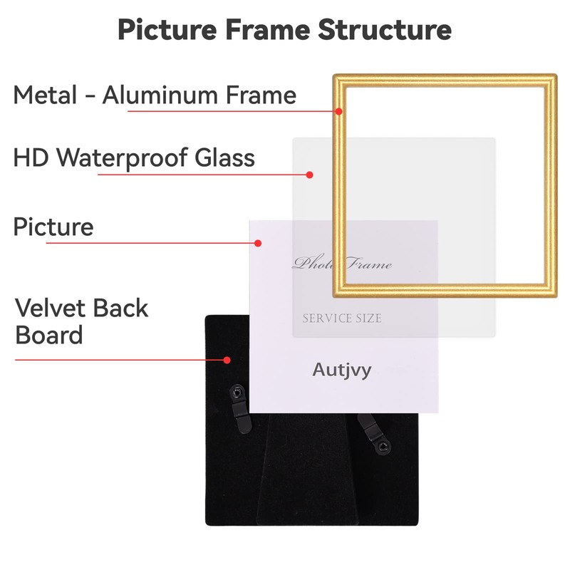 Autjvy 6x6 Picture Frame Set of 2, Gold Modern Simple