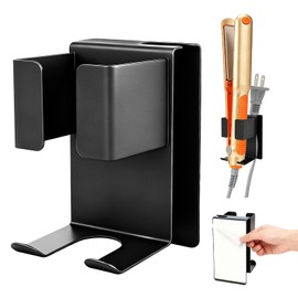 Teadokly Stainless Steel Wall-Mounted Hair Straightener Holder, Curling Iron Holder Wall Mount, Adhesive Flat Iron Holder for Bathroom Barbershop Dressing table Bedroom