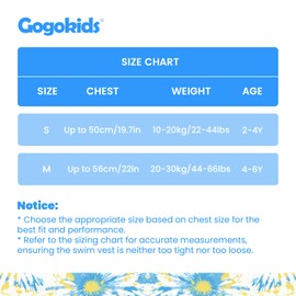 Gogokids Children's Life Jacket Life Sleeves, Toddler Jacket Style Swimming Buoyancy Aid with Adjustable Straps Children's Life Jacket for 2-6 Years / 14-30 kg