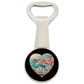Monaco Monaco Travel Souvenir Destination Heart Shape Design Magnetic Bottle Opener Single