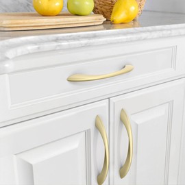 FILTA 10 Pack 3.75 Inch(96mm) Hole Centers Brushed Gold Cabinet Pulls,Arch Twisted Kitchen Cabinet Handles Zinc Alloy Cabinet Hardware for Cabinets Cupboard Handles Drawer Pulls