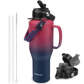ABOTOCUP Water Bottle 40oz, Insulated Tumblers with Handle & Straw Lid, Insulated Water Bottle Fits in Cup Holder, Double Wall BPA-Free, Stainless Steel Travel Cup Leak-proof to Keep Cold 24H&Hot12H