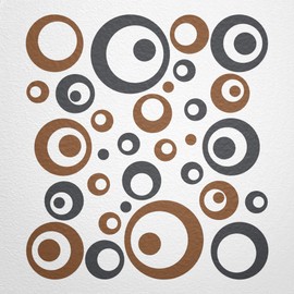 WANDfee® Wall Tattoo, Circles, Dots, 50 Stickers, Colour Choice For Children's Bedroom, Living Room, Hallway, Bathroom, Kitchen, Tile Stickers, grey