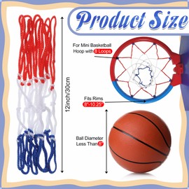 2 piccole reti da basket, rete di ricambio per pallacanestro, 8 passanti, mini rete per la sostituzione di reti in interni ed esterni, tessitura a tre colori