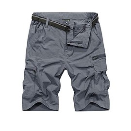 Jessie Kidden Mens Outdoor Casual Expandable Waist Lightweight Water Resistant Quick Dry Fishing Hiking Shorts #6222-Grey,29
