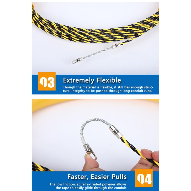 Fish tape wire puller 1/6-Inch x 165-Foot electrical fish tape