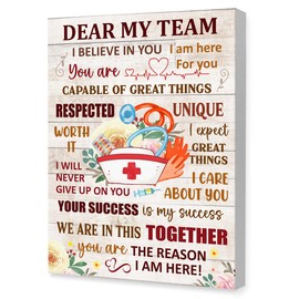 OTINGQD Nurse Inspirational Wall Decor,Medical Office Wall Art,School Nurse wall decor,Positive Work Quotes Wall Decor,Dear My Team Nurse Canvas Wall Art for Office