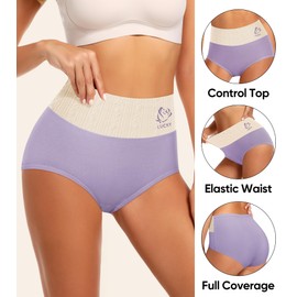 MIOTAN Women's Cotton Underwear High Waisted Tummy Control Postpartum Briefs Control Top Panties Pack (Multicolor, M)