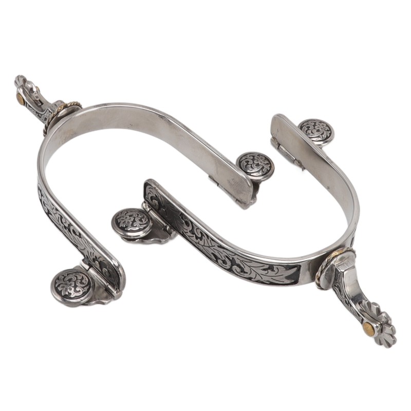 One Pair Boot Spurs Stainless Steel Vintage Leaf Patterned Western