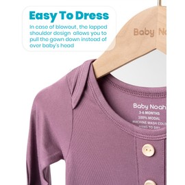 Baby Noah Newborn Knotted Gown Set with Hat and Headband - Buttery Soft Tie Bottom Newborn Sleepers Gown for Baby's Sweet Dreams (2 Packs) 0-3 Months