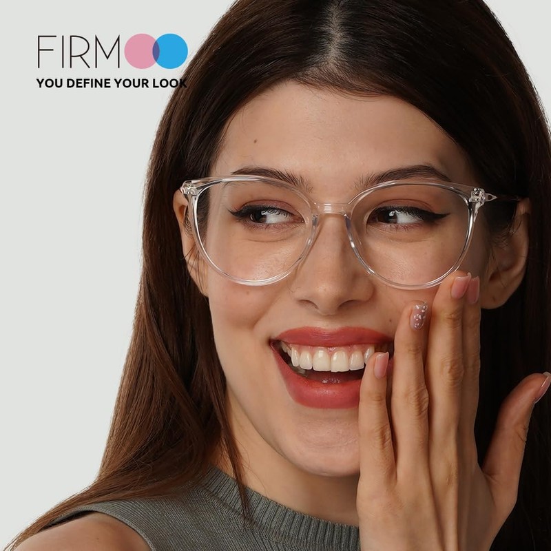Firmoo Blue Light Glasses without Prescription Women Men Round Blue