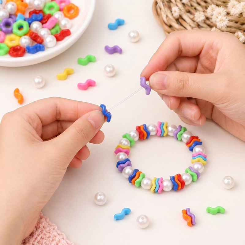 100PCS Mini Acrylic Wavy Spacers, Wavy Spacers for Beaded Pens,