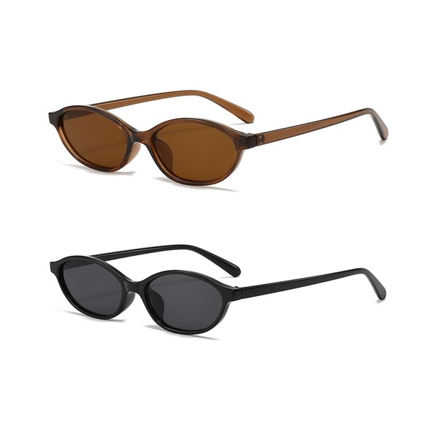 Louriy Retro Oval Cat Eye Sunglasses for Women 90s Sunnies