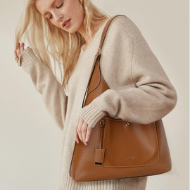 Large Tote Bag for Women, Shoulder Handbag Vegan Leather Slouchy Hobo Tote Purses with Makeup Bag and Card Holder (Brown)