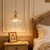 LYTSNUGIC Small Vintage Crystal Pendant Light Kitchen Island,French Brass Glass