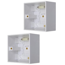 47mm Back Box 1 Gang Deep Surface Pattress Backbox with Earth Terminal and Cord Grip for Shaver Socket, Shower Pull Switch, Cooker Switch (2)