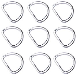 Pack of 10 Stainless Steel D Rings for In-Ground Pool Safety Cover Straps, 0.200 Inch Rod Size, 1.7 Inch End-to-End, 1.4 Inch Round-to-End, Heavy Duty Strap Buckle Fasteners