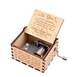 Fezlens You are My Sunshine Music Box Hand Crank Musical Box for Son, Wood Laser Engraved Vintage Cute Box Gifts for Birthday/Christmas/Valentine's Day/Wedding Day
