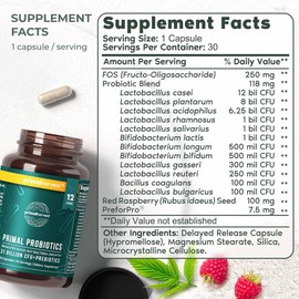Primal Harvest Primal Harvest 2 Pack, PREbiotics and PRObiotics for Women & Men, Primal Probiotics 30 Oral Probiotics Capsules for Gut Health, 12 Dynamic Strains Probiotics for Women Digestive Health