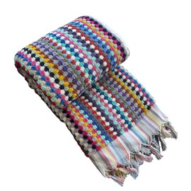 muslin babies Rainbow Bath Towel Soft Cotton Beach Towel - Multicolor Thick Absorbent Turkish Towel -Colorful Hand Loomed Organic Terry Towel (Rainbow)