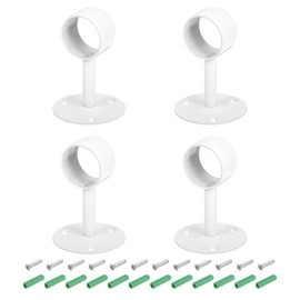 uxcell 4 Pcs 1.5 Inch Curtain Rod Holder, Ceiling Mount Pipe Flange Socket, Stainless Steel Closet Rod Bracket with Screws, White