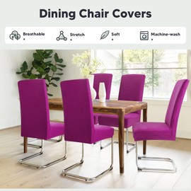 BalladHome Chair Covers, Pack of 2, Stretch Chair Covers, Elastic Modern Cover, Stretch Cover, Chair Cover, Bi-Elastic Fitted Cover, Very Easy Care and Durable, Universal (Pack of 2, Purple)
