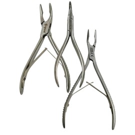 Set of 3 Angled Rongeurs and Root Fragment Forceps - 6in Friedman Micro, Slight Curve + 6in Blumenthal 30° Angle + 5in Root Fragment Forceps 90° Angle | Stainless Steel