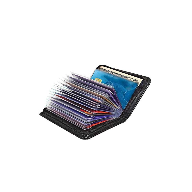 JahyShow 36 Slots Credit Card Holder Wallet Zip Leather Card