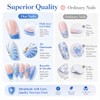 10Pcs Long Almond Press on Nails, Mermaidcore Ocean Theme False