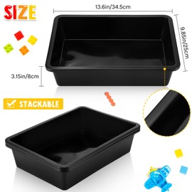 Sintuff 24 Packs Plastic Trays for Classroom, Stackable Thick Flat Paper Letter Tray Organizer Bin for Teacher Classroom File, Book Storage, Art Activity Supplies (Black)