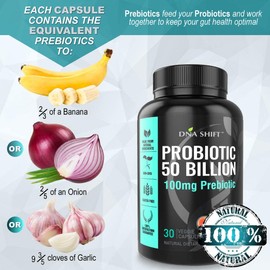 DNA SHIFT 50 Billion Probiotic Prebiotic. Pro 50 Probiotics with Prebiotics. Pre and Probiotics 50 Billion CFU. Lactobacillus Probiotic and Prebiotic. Lactobacillus Gasseri, Immune Support