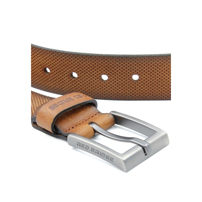 Red Bridge Men's Genuine Leather Belt Scratched Honeycomb, brown