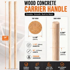 Gisafai 4 Pack 54 Inch Concrete Rake Handle Replacement, 1/8 Inch Diameter Wooden Handle for Concrete Placer, Rake Float and Cement Finishing Tools