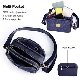 ModaZeal Ladies Crossbody Bag for Women Multi Pocket Shoulder Bags Small Handbags Women Waterproof Nylon Phone Purse Side Bags with Detachable Wide Strap