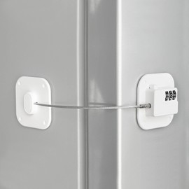 Refrigerator Lock, Heavy Duty Fridge Lock, Combination Lock for Refrigerator Cabinets, Drawers, Safety, Easy Install No Keys Needed (White-1Pack)