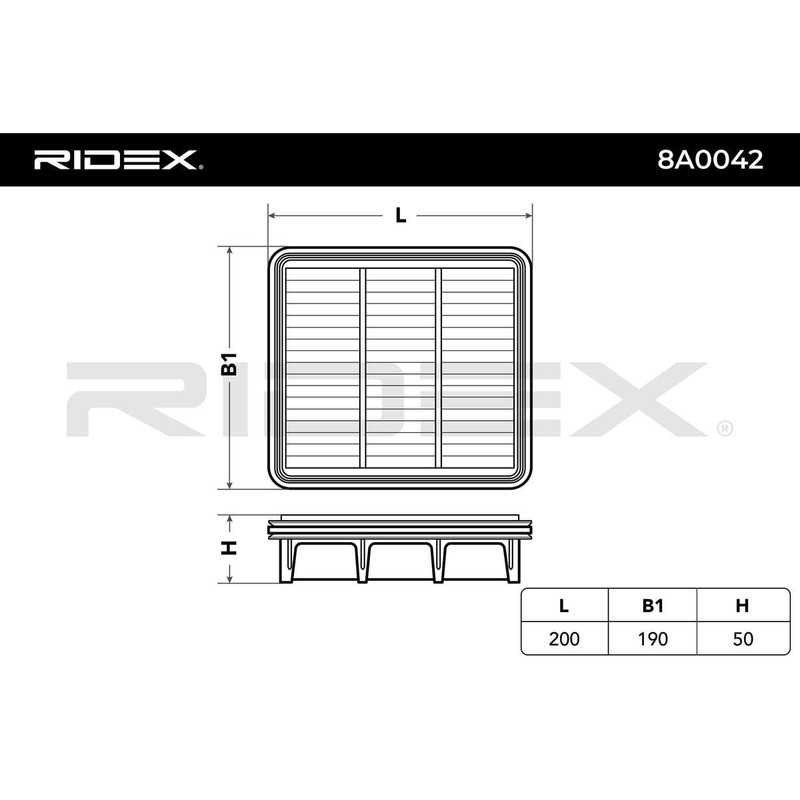 RIDEX Air Filter 8A0042 i30 (FD) CEE'D (JD) 50 mm