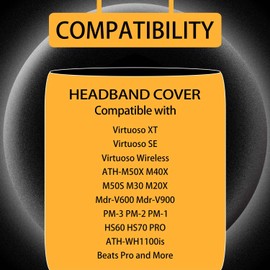 CCRE Headphones Headband Cover Replacement for Virtuoso XT, SE, Wireless, ATH-M50X, M20X, PM3, HS70 PRO Headset and More, Breathable Diving Fabric, Washable (Black)