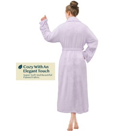 PAVILIA Lavender Purple Women Robe Fleece Plush Soft, Fluffy Fuzzy Cozy Warm Lightweight Bathrobe, Shower Spa House Long Robe for Women, S/M