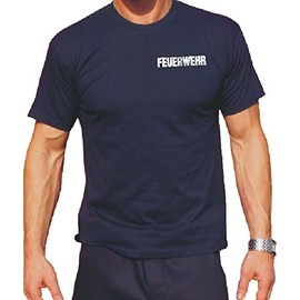 T-Shirt with Silver Reflective Feuerwehr ("Fire Brigade") Front and Back Lettering blue blue Size:XXL