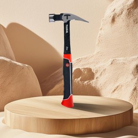 Meiwaltee 20 oz Heavy Duty One-piece Forged Hammer, Straight Claw Hammer with Magnetic Nail Holder, Rip Claw Hammer with Milled Face & Shock-Absorbing Reduction Grip