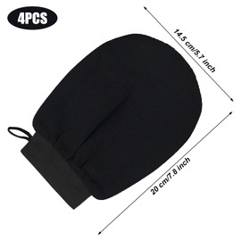 4 Pieces Exfoliating Gloves, Exfoliating Gloves, Black Deep Body Exfoliating Glove, Dead Skin Remover, Shower Body Exfoliating Gloves for Women and Men, Ingrown