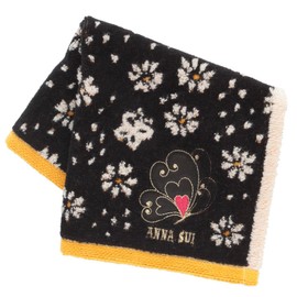 ANNA SUI 109482-0010-02 Towel Handkerchief, Butterfly Applique Embroidery (Yellow), Women's Towel, Hand Towel, Approx. 9.8 inches (25 cm)