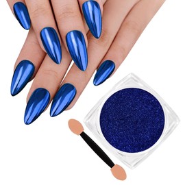 SIUSIO Chrome Nail Powder, 1g Metallic Mirror Effect Holographic Shimmer Glitter Dust Manicure Decoration Nail Art Pigment for DIY Gel Polish Nail Art, Resin Craft, Salon, Gifts - Royal Blue