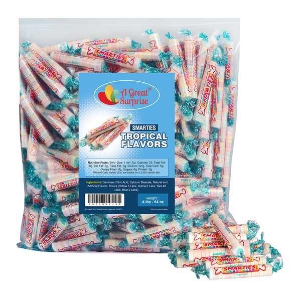 Smarties – Tropical Smarties – Smarties Candy Rolls – Tropical Candy - Orange Candy - Bulk Candy – 4 Pounds