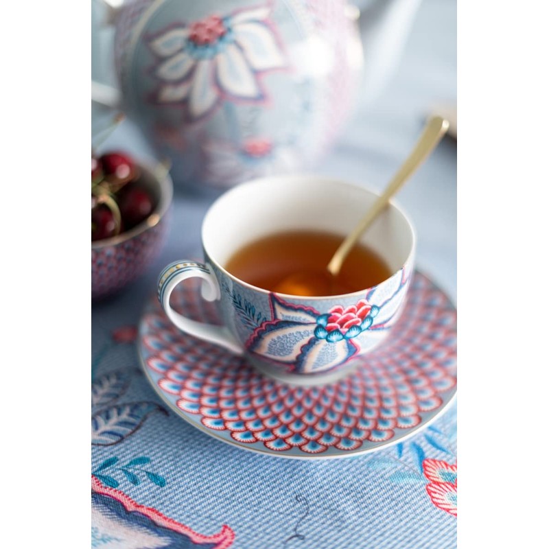 Pip Studio Flower Festival Tea Towel Blue 50 x 70