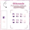 Virellay Purple Flowers Press On Nails Short Square False Nails