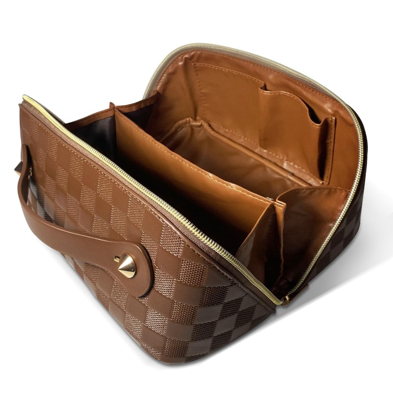 LAhair 化粧ポーチ 小物入れ ポーチ コスメポーチ メイクボックス トラベルポーチ 大容量 チェッカー レディース