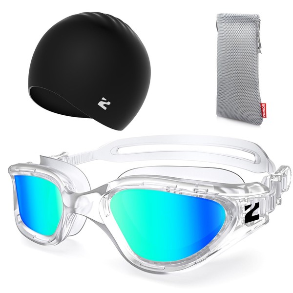 ZIONOR G1 Lite Swim Goggles with Swim Cap Comfortable Anti-fog