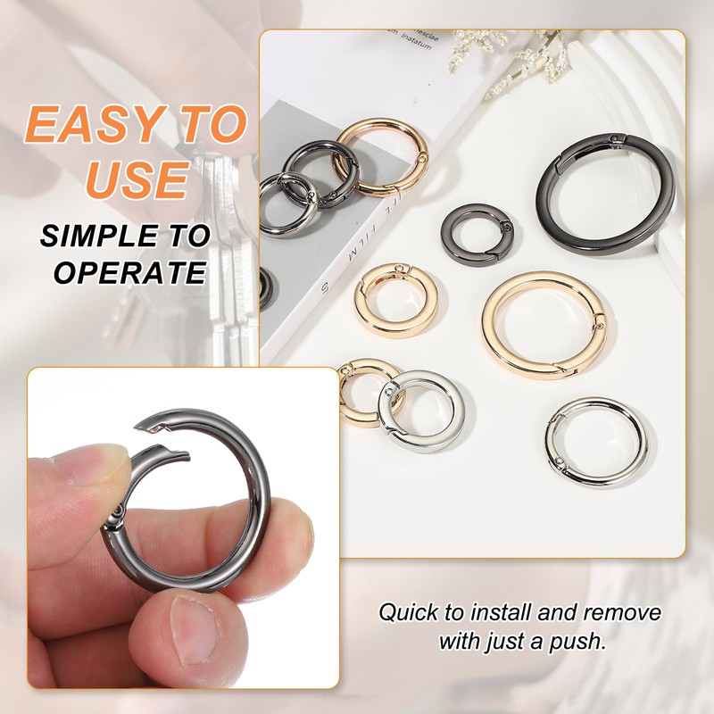 PATIKIL Spring O Rings, 4Pcs 1.3 Inch Metal Round Clips