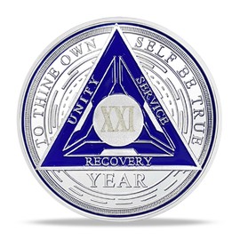 21 Year Sobriety Coin Alcoholics Anonymous Medallion Sobriety Chip Anniversary Token Recovery Gift